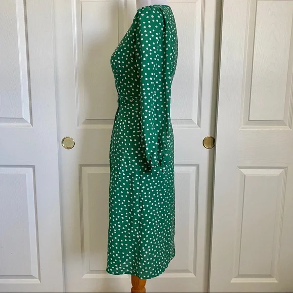 SHEIN x Madelaine Petsch Surplice Wrap Tie Waist Green Polka Dot Dress Size XS - Picture 8 of 14